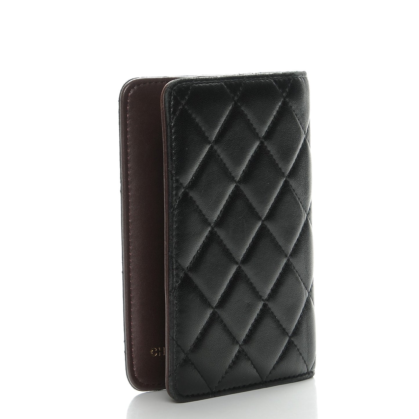 Lambskin Quilted Passport Holder Black