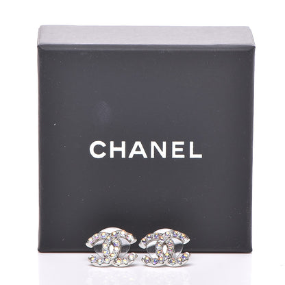Chanel Iridescent Crystal CC Earrings Silver 5 of 5