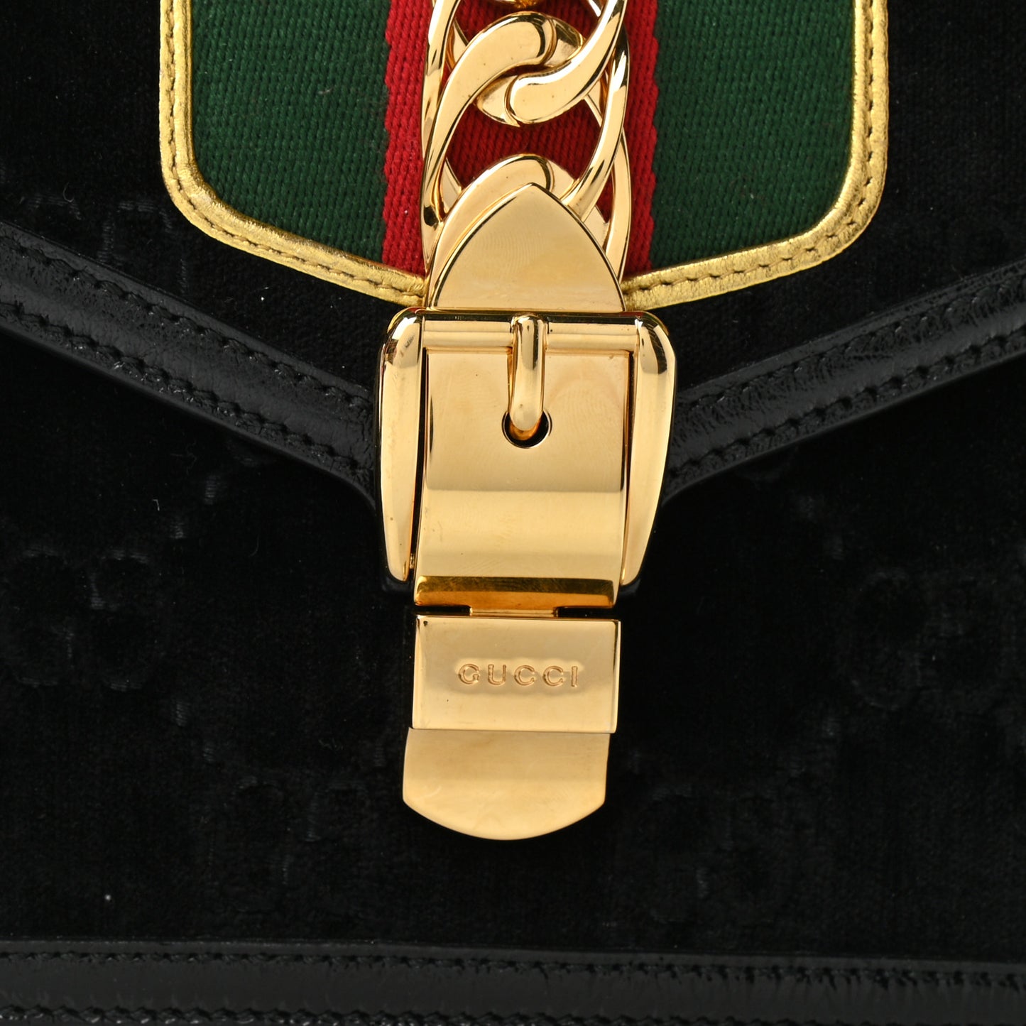 Velvet GG Monogram Mini Sylvie Top Handle Bag Black