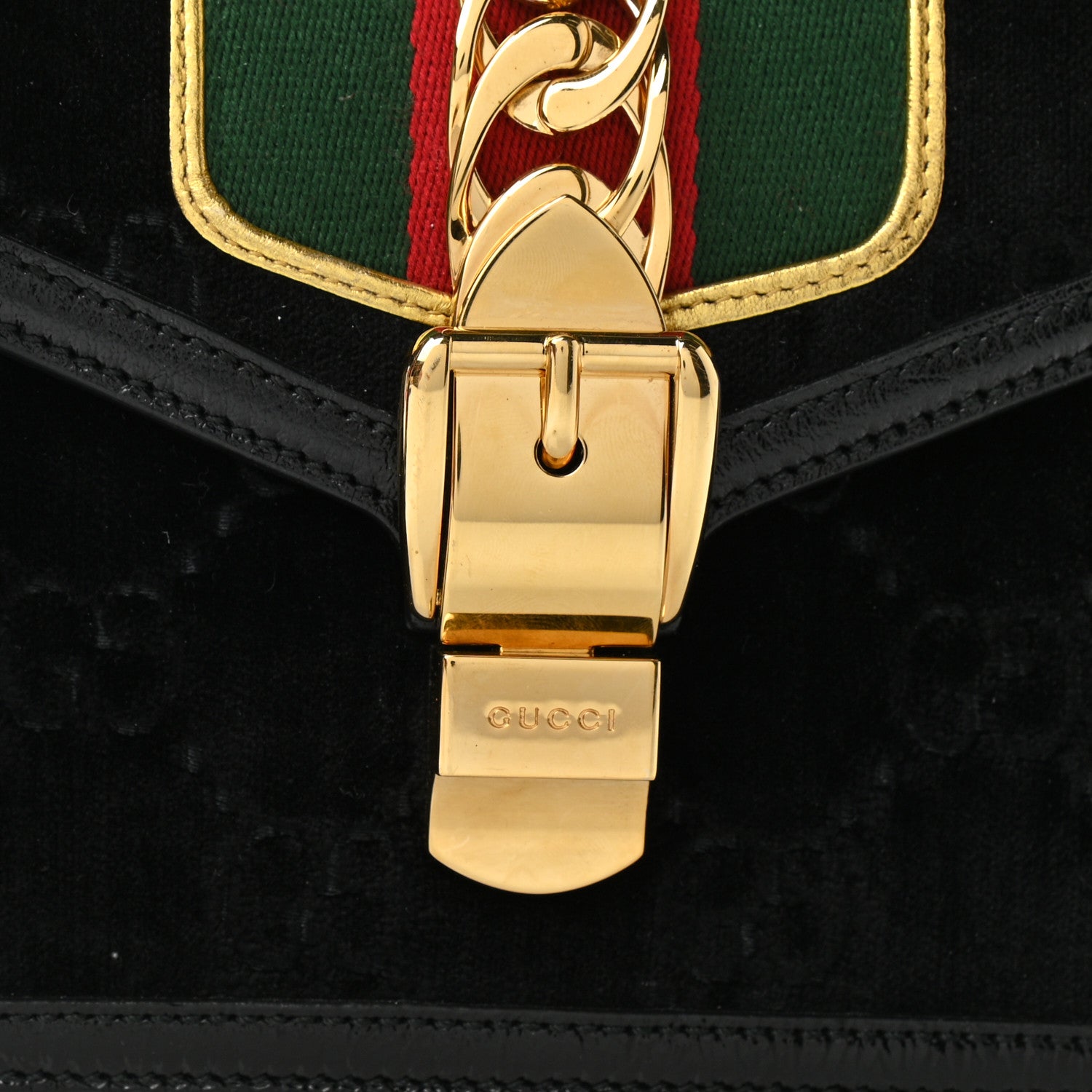 Gucci Velvet GG Monogram Mini Sylvie Top Handle Bag Black 9 of 11
