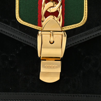 Gucci Velvet GG Monogram Mini Sylvie Top Handle Bag Black 9 of 11