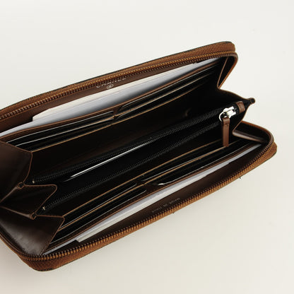 Chanel Iridescent Stamped Calfskin Large Timeless CC Gusset Zip Around Wallet Brown 7 of 7