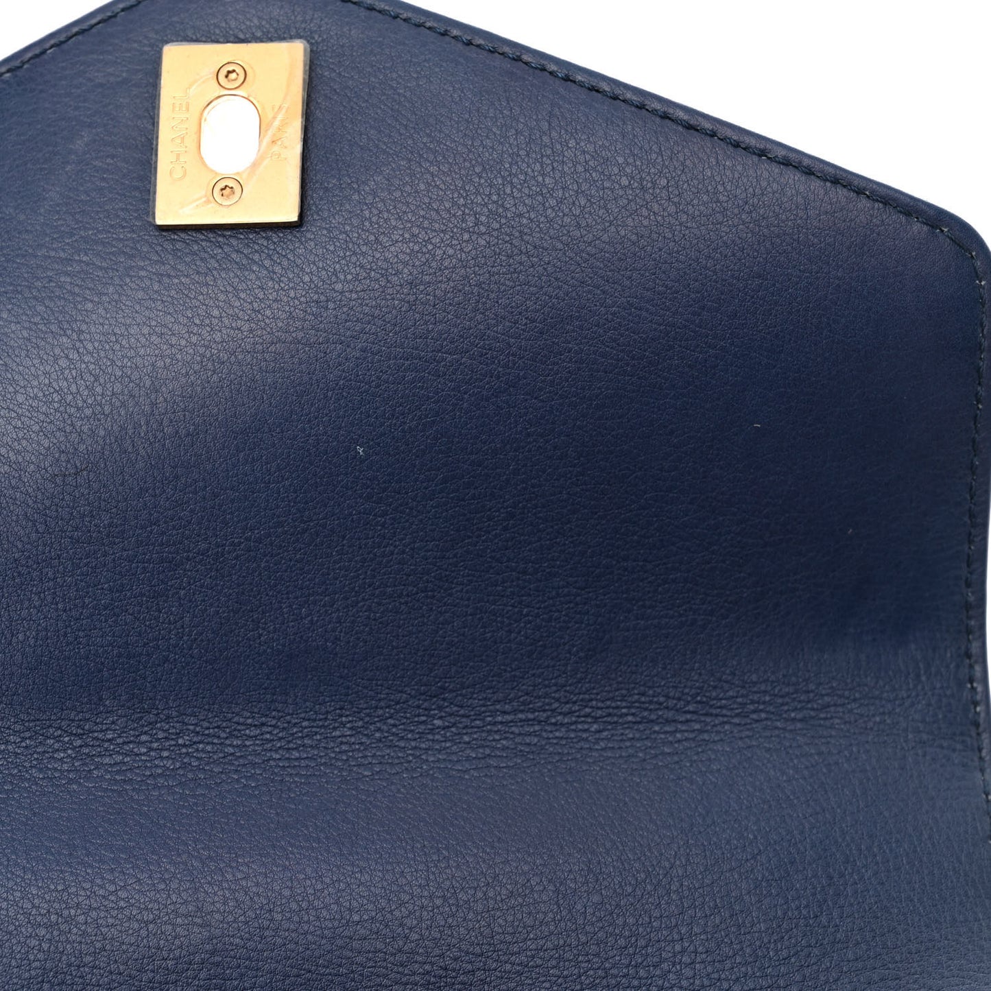Calfskin Quilted Small Gold Top Handle Flap Blue