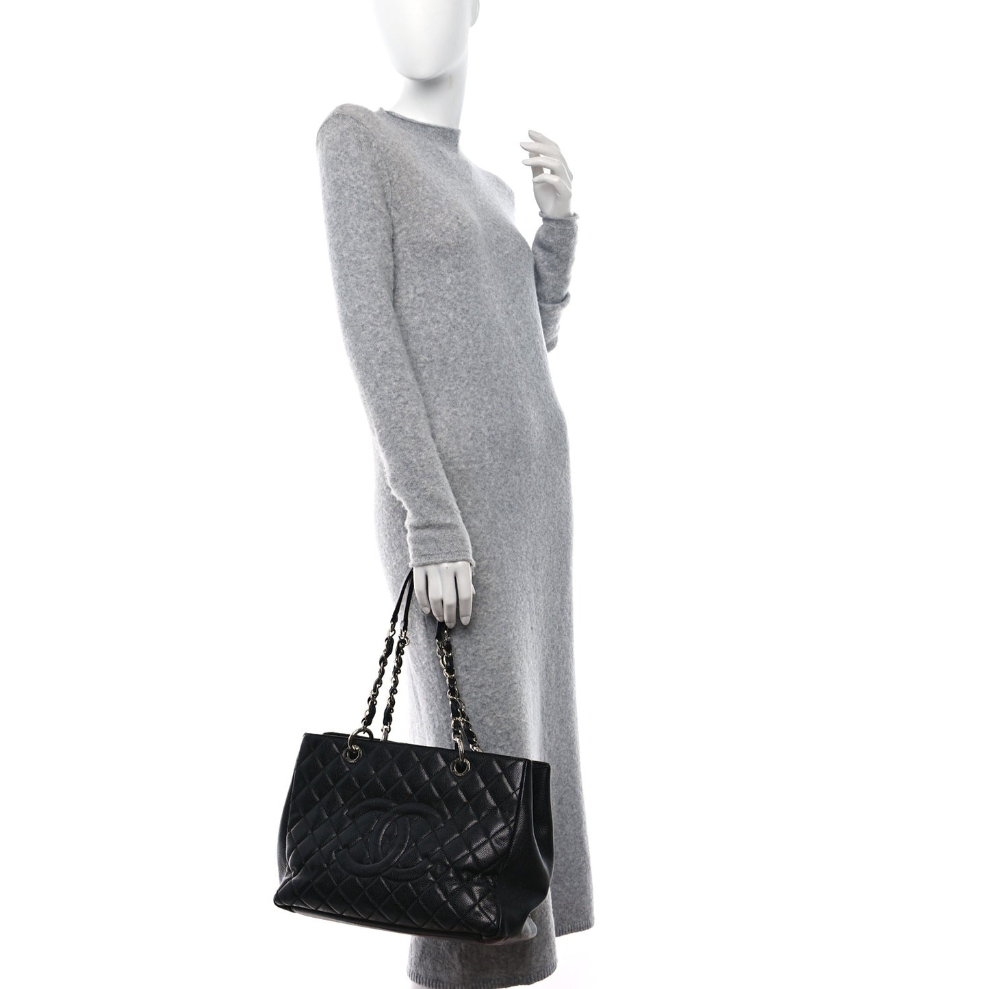 Caviar Quilted Grand Shopping Tote GST Black