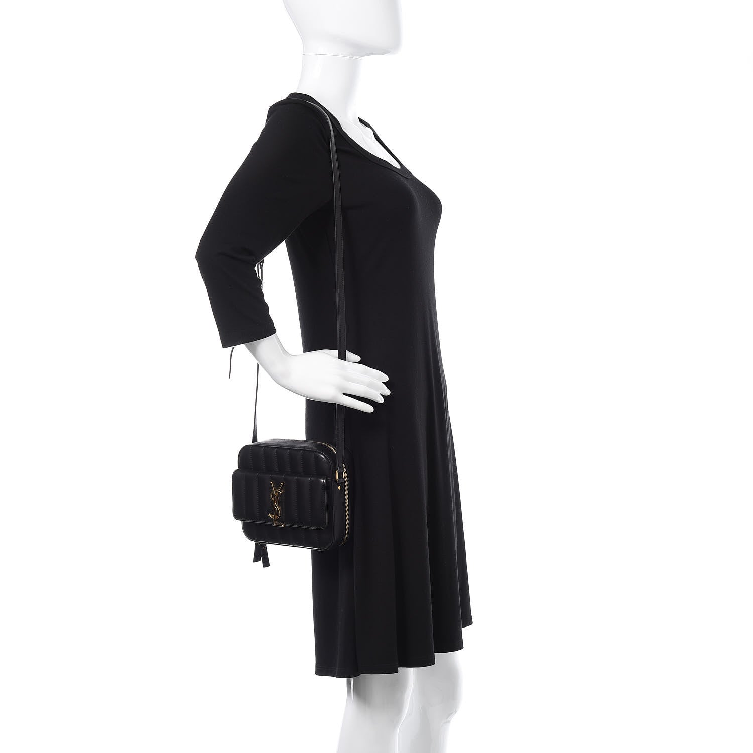 Saint Laurent Lambskin Matelasse Monogram Vicky Camera Bag Black 2 of 10