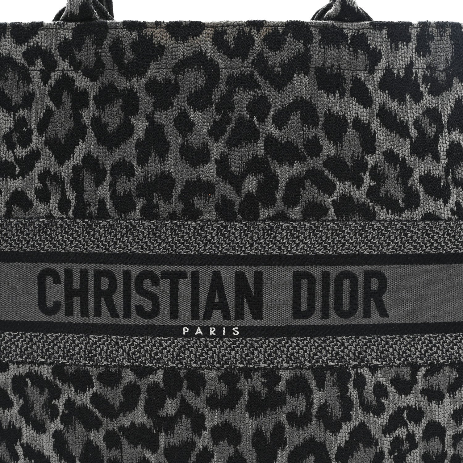 Christian Dior Canvas Mizza Embroidered Large Leopard Book Tote Grey 8 of 11