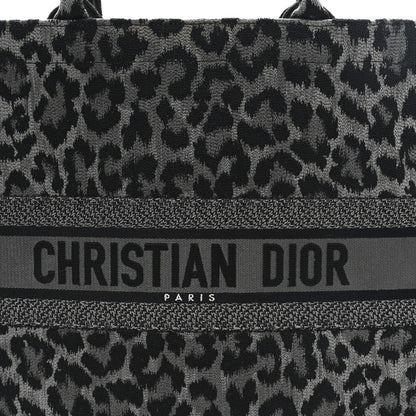 Christian Dior Canvas Mizza Embroidered Large Leopard Book Tote Grey 8 of 11