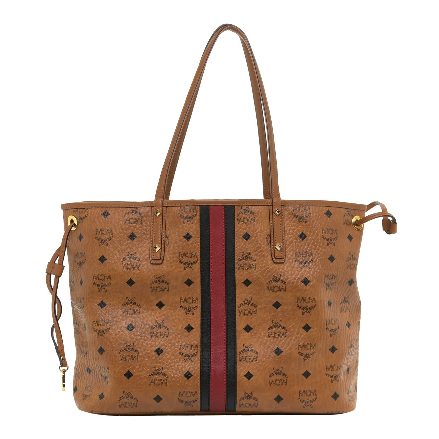 MCM Visetos Medium Liz Reversible Shopper Tote Cognac 1 of 19