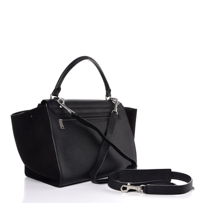 Celine Drummed Calfskin Suede Medium Trapeze Black 4 of 7