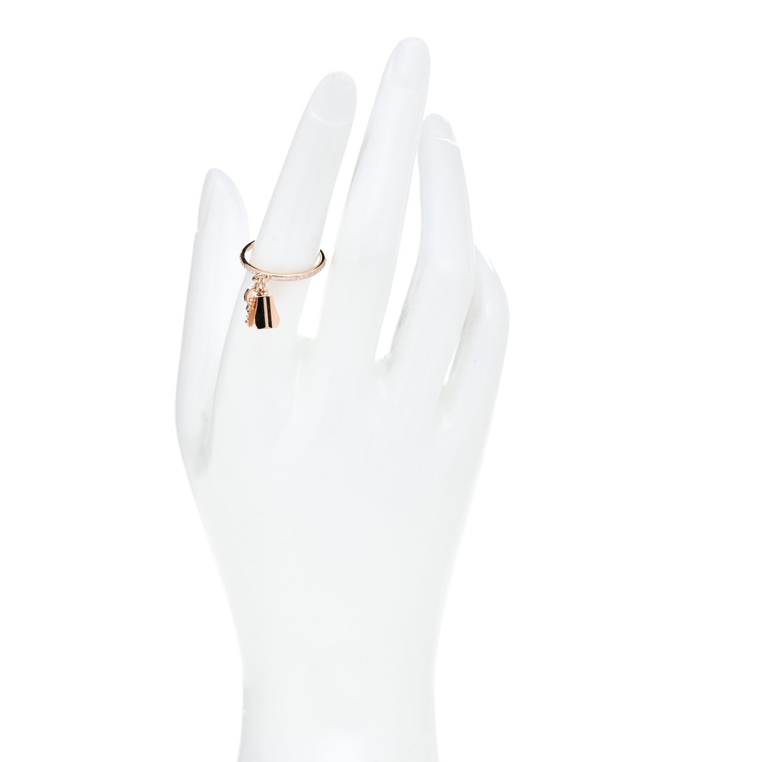 Hermes 18K Rose Gold Diamond Kelly Clochette Ring 54 7 2 of 5