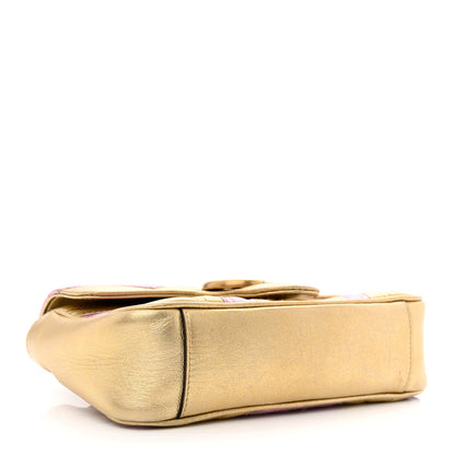 Gucci Metallic Calfskin Matelasse Mini GG Marmont Shoulder Bag Gold Pink 4 of 10