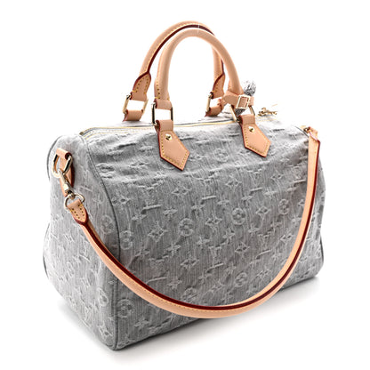 Louis Vuitton Monogram Denim Speedy Soft 30 Washed Gray 3 of 9