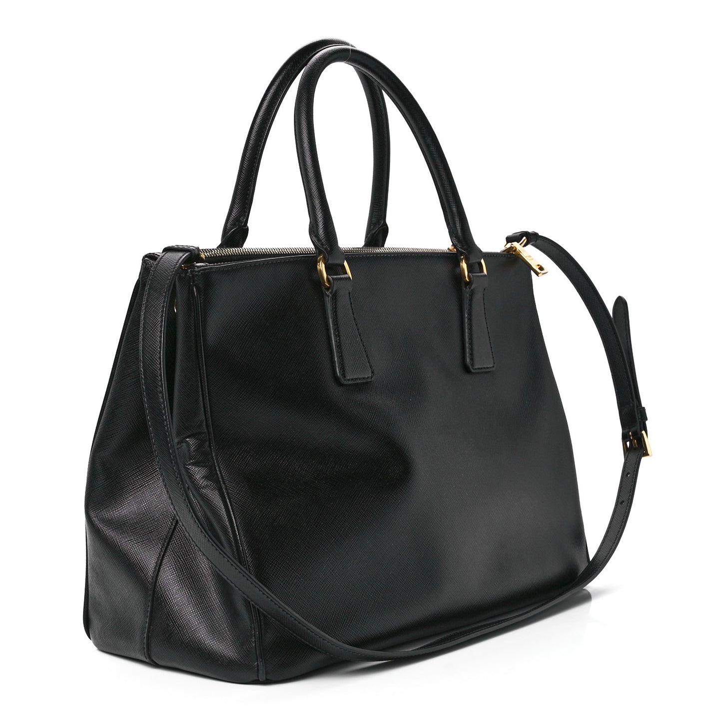 Saffiano Medium Galleria Double Zip Tote Black