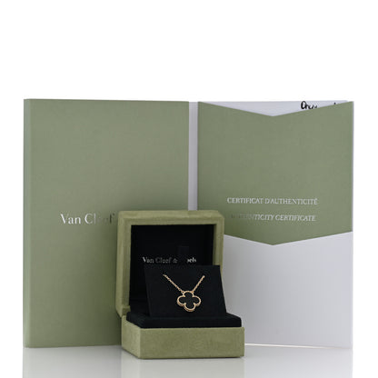 Van Cleef & Arpels 18K Yellow Gold Black Onyx Vintage Alhambra Pendant Necklace 5 of 5