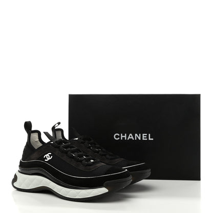 Chanel Fabric Suede CC Sneakers 38.5 Black Dark Grey 9 of 9