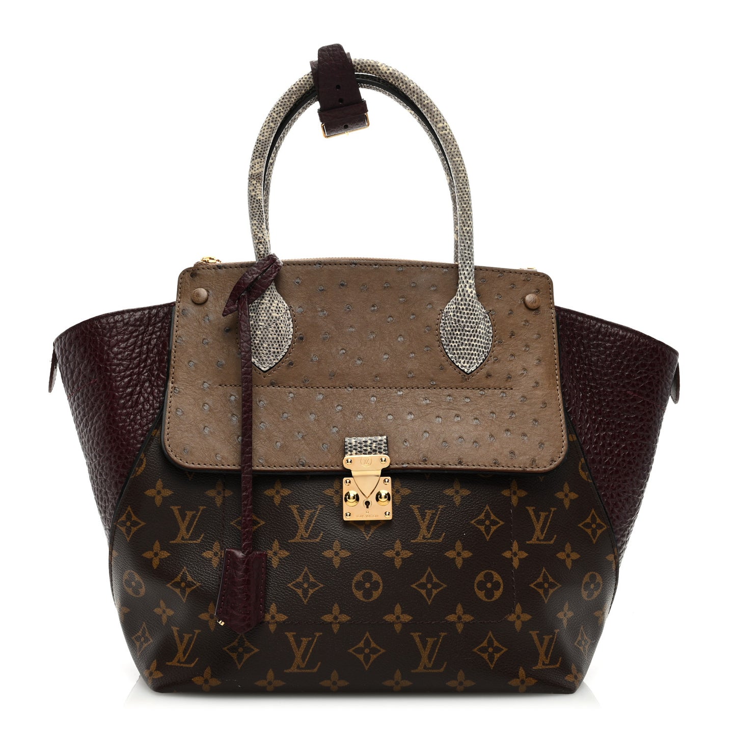 Ostrich Lizard Majestueux Tote MM Bordeaux