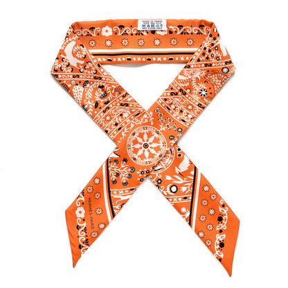 Hermes Silk Peuple Du Vent Bandana Twilly Orange Noir Blanc 1 of 5