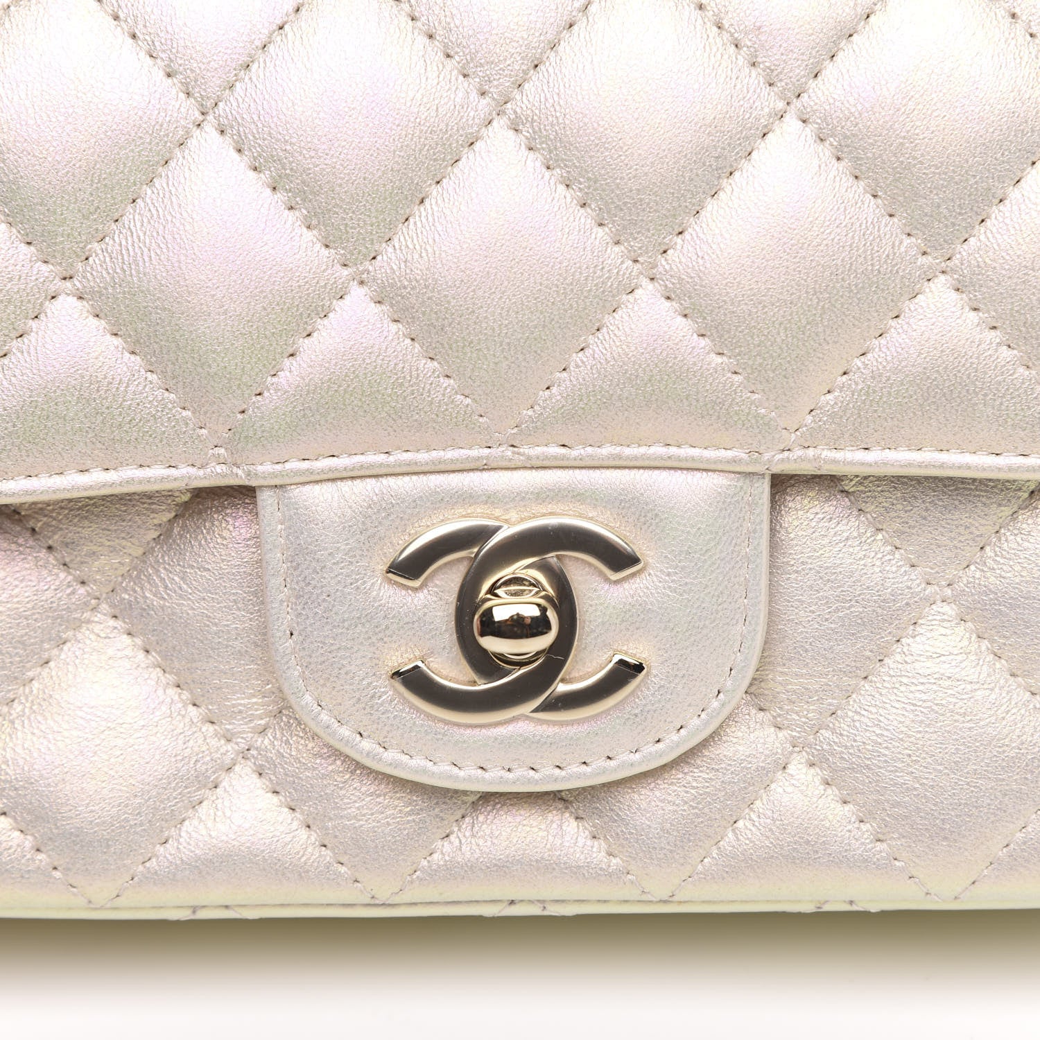 Chanel Iridescent Lambskin Quilted Mini Rectangular Flap Ivory 10 of 12