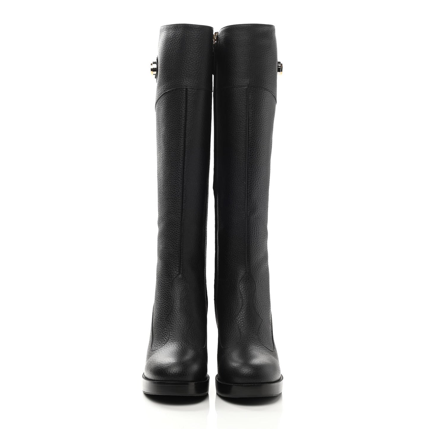 Austin Calfskin Interlocking G Knee High Boots 36 Black