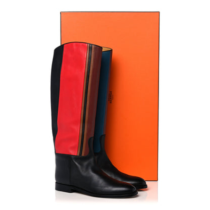 Hermes Calfskin Striped Riding Boots 39 Multicolor 12 of 12