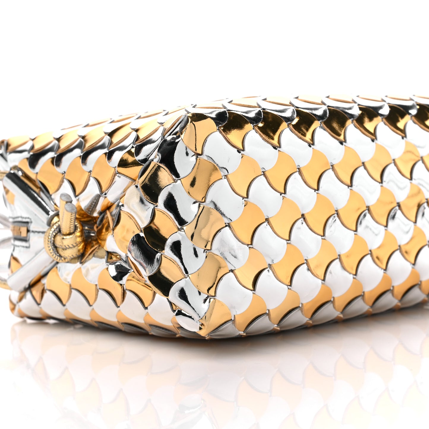 Metallic Lambskin Intrecciato Knot Small Loop Camera Bag Silver Gold