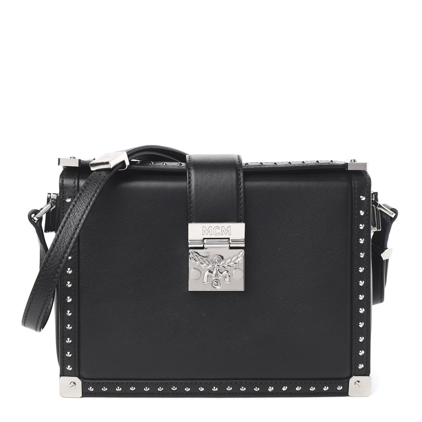 Calfskin Studded Outline Shoulder Bag Black