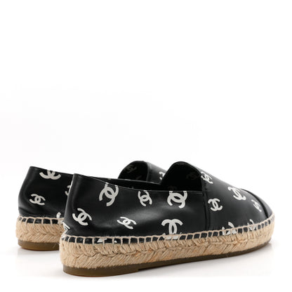 Chanel Lambskin Printed CC Espadrilles 39 Black White 5 of 11