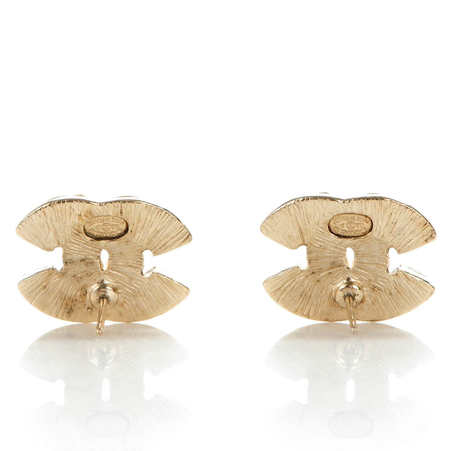 Chanel Enamel CC Earrings Red Light Gold 3 of 4