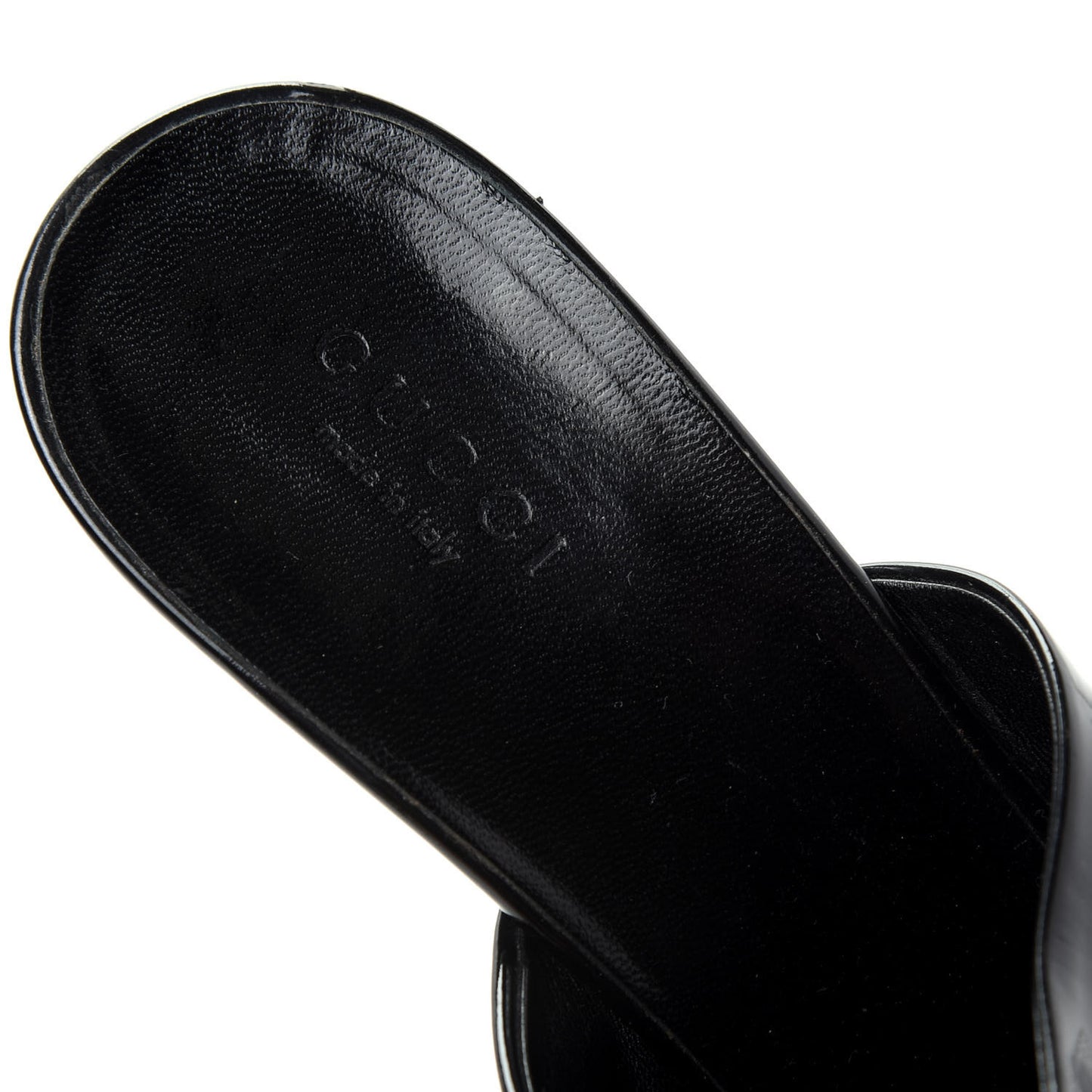 Patent Platform High Heel Slides 8 Black