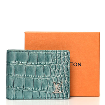 Louis Vuitton Crocodile Multiple Wallet Blue Pool 7 of 7