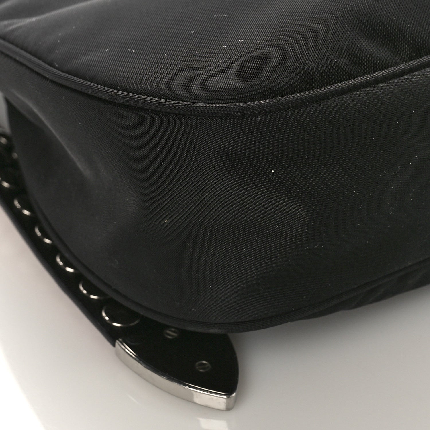 Prada Tessuto Nylon Studded New Vela Hobo Black Fuoco 7 of 8