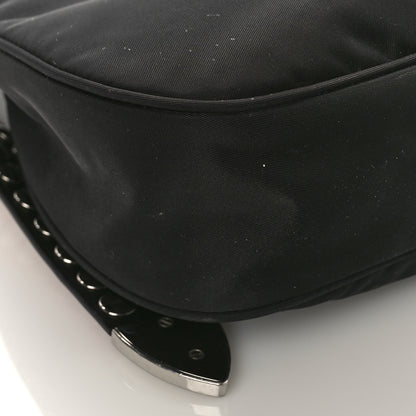 Prada Tessuto Nylon Studded New Vela Hobo Black Fuoco 7 of 8