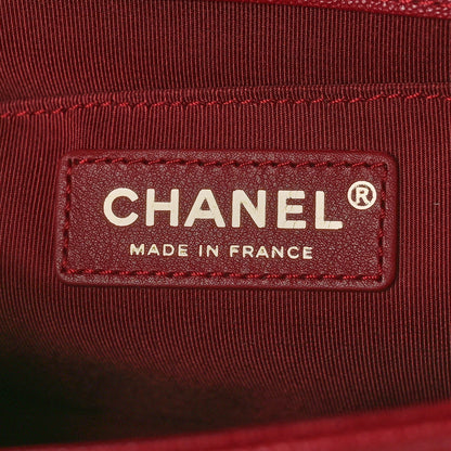Chanel Caviar Chevron Quilted Medium Boy Flap Red 6 of 9