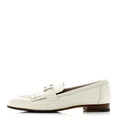 Hermes Calfskin Womens Royal Loafers 36 White 1 of 13