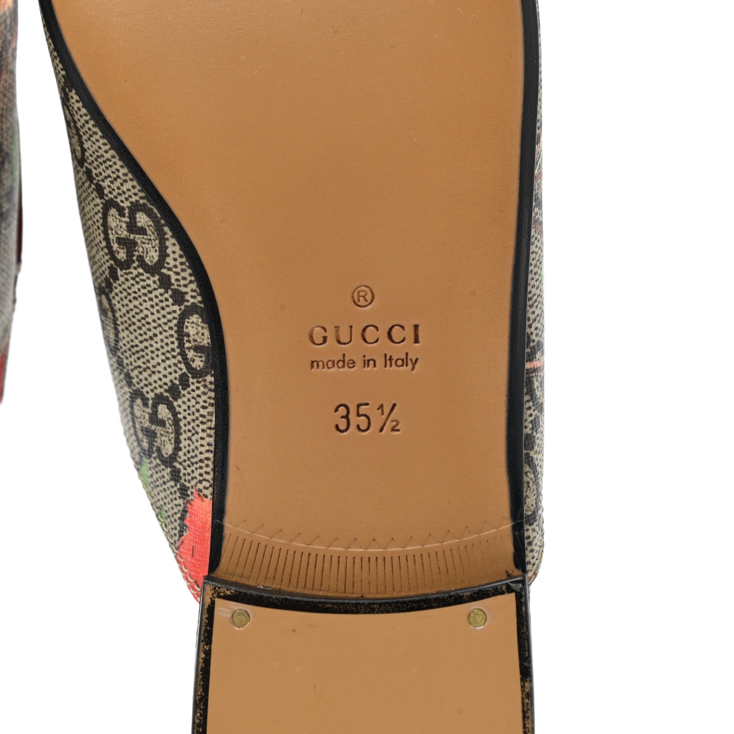Gucci GG Supreme Monogram Tian Womens Princetown Slippers 35.5 Beige Ebony Multicolor 6 of 9