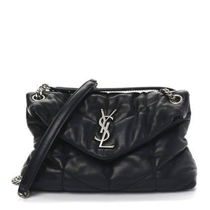 Saint Laurent Lambskin Quilted Small Loulou Puffer Monogram Chain Satchel Black 1 of 10
