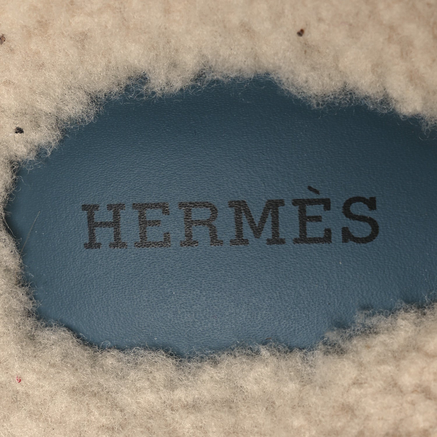 Hermes Suede Goatskin Woolskin Womens Chypre Sandals 38 Bleu Pinede Ecru 9 of 11