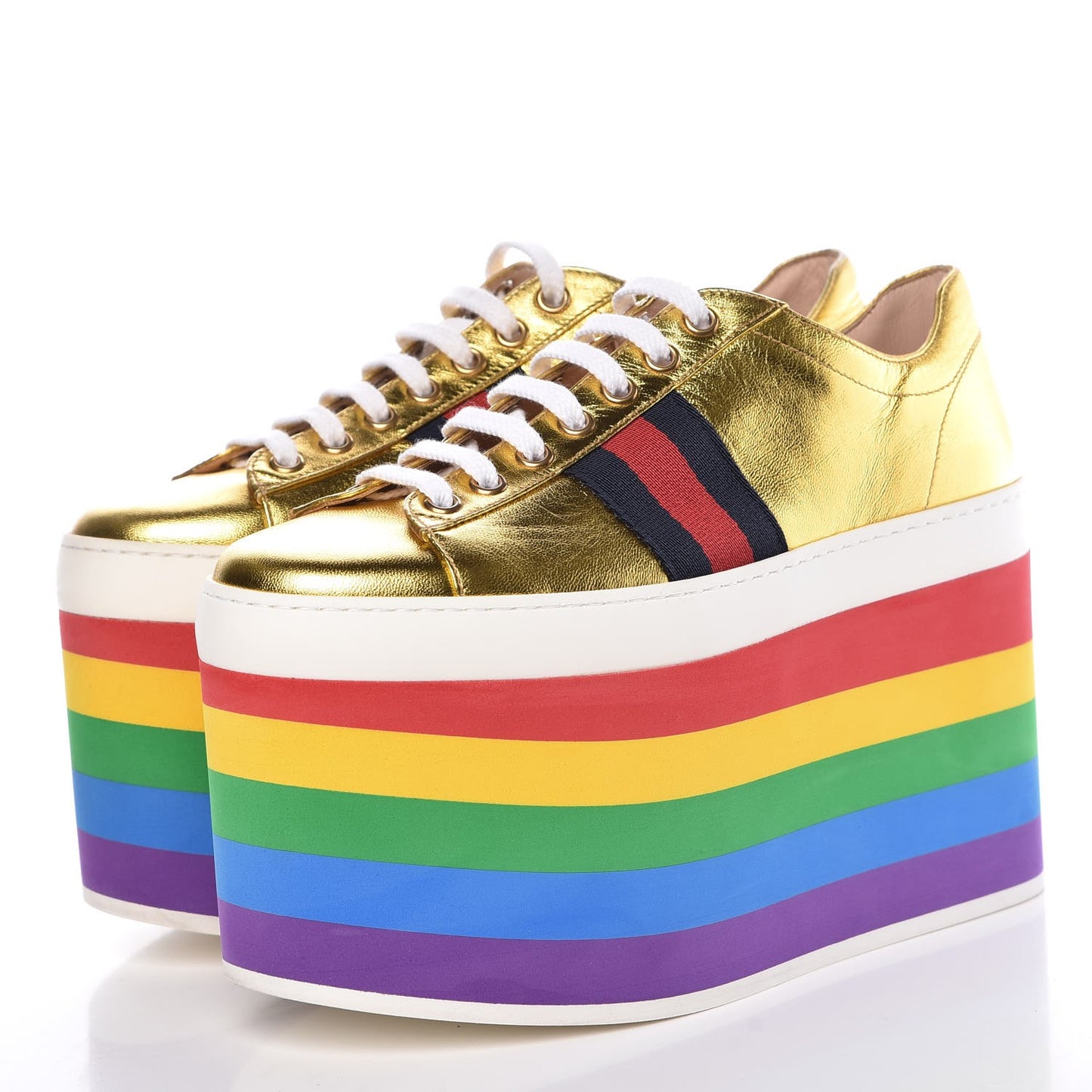 Metallic Nappa Peggy Platform Sneakers 36.5 Oro Vecchio