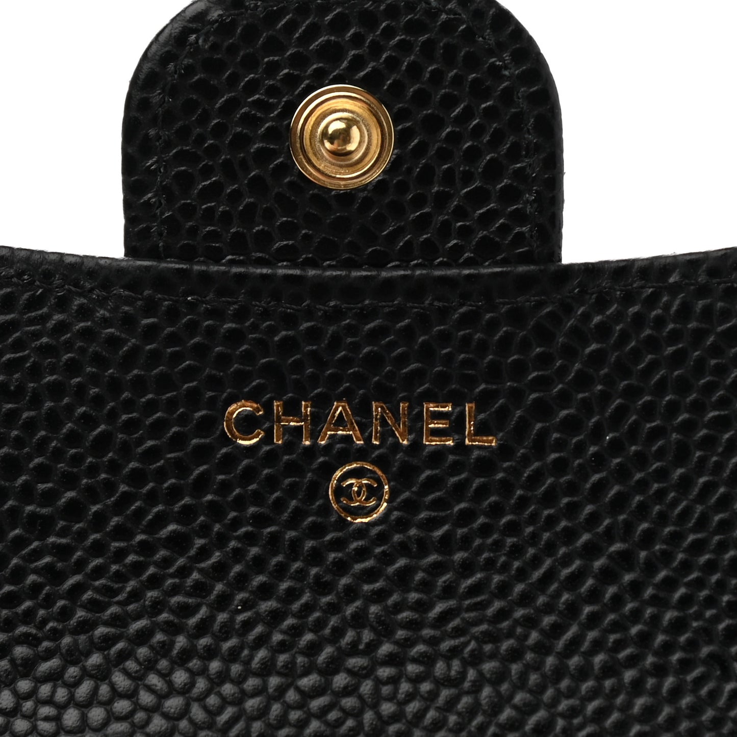 Caviar Quilted Compact Flap Wallet Black