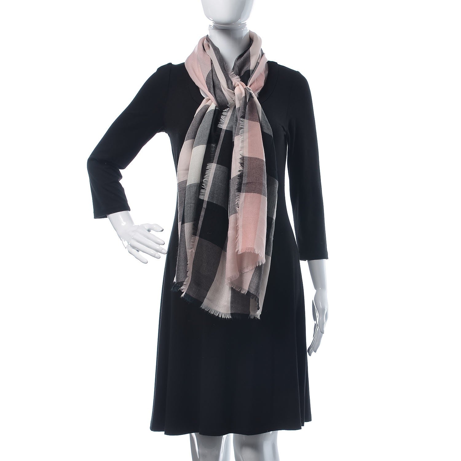 Burberry Cashmere Mega Check Scarf Ash Rose 2 of 4