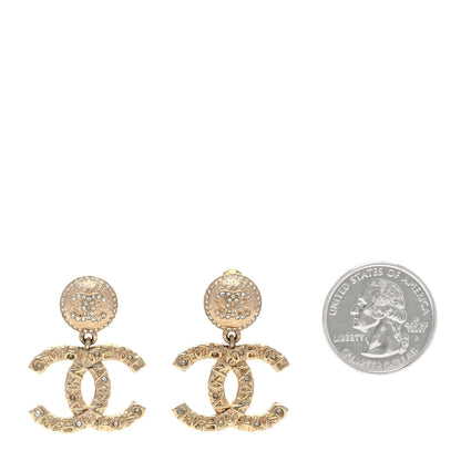 Chanel Crystal CC Drop Logo Earrings Gold 2 of 5