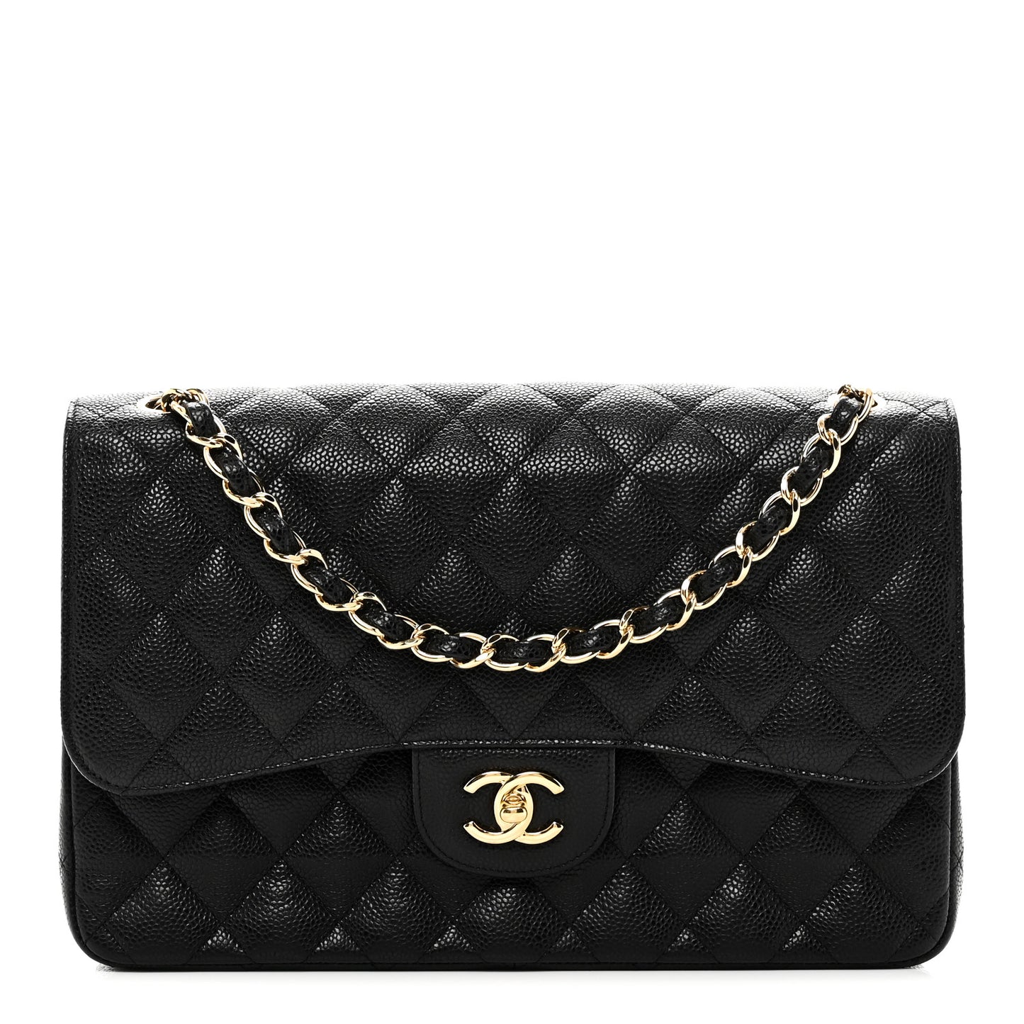 Caviar Quilted Jumbo Double Flap Black