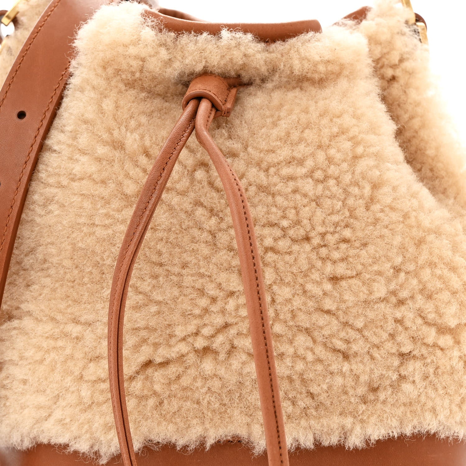 Saint Laurent Shearling Calfskin Small Emmanuelle Bucket Bag Natural Beige Brick 8 of 13