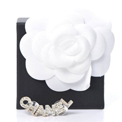 Chanel Crystal Pearl Signature Stud Earrings Gold 5 of 5