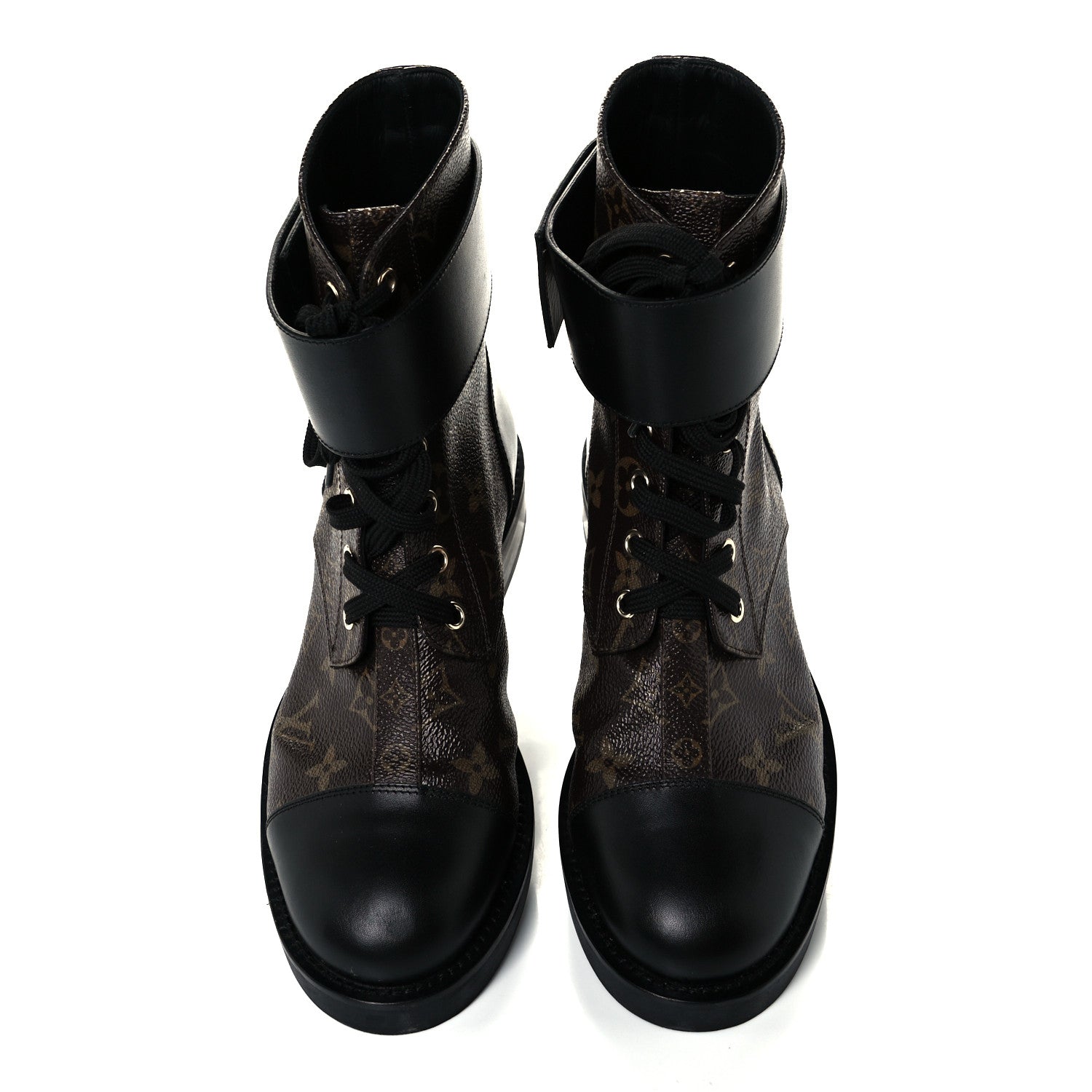 Louis Vuitton Calfskin Monogram Wonderland Flat Ranger Boots 38 Black 4 of 8