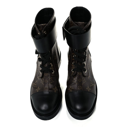 Louis Vuitton Calfskin Monogram Wonderland Flat Ranger Boots 38 Black 4 of 8