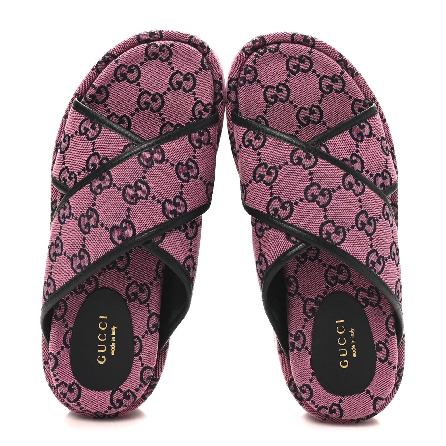 Monogram Multicolor Criss Cross Platform Slide Sandals 36.5 Pink Blue
