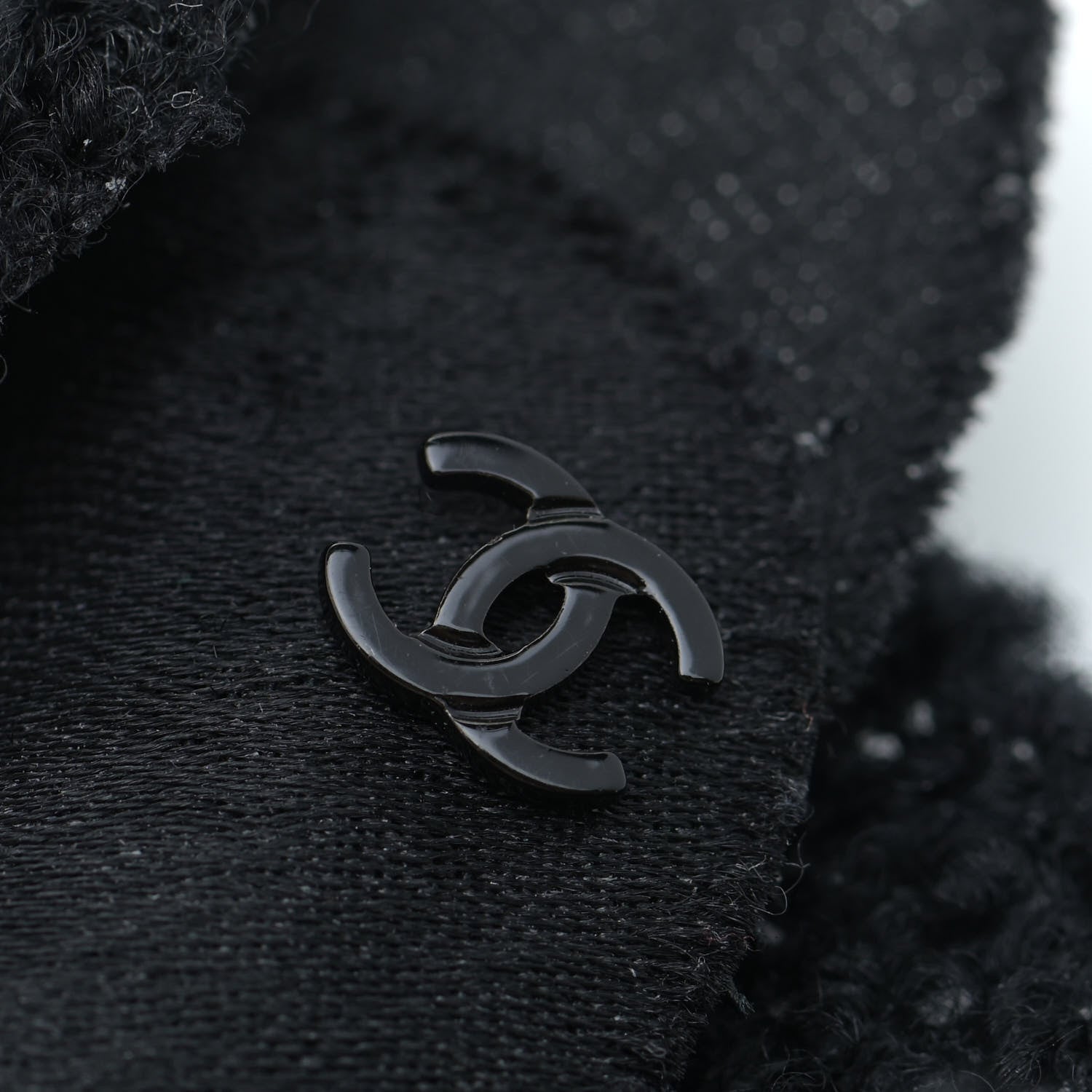 Chanel Tweed Camellia Pin Brooch Black 6 of 6