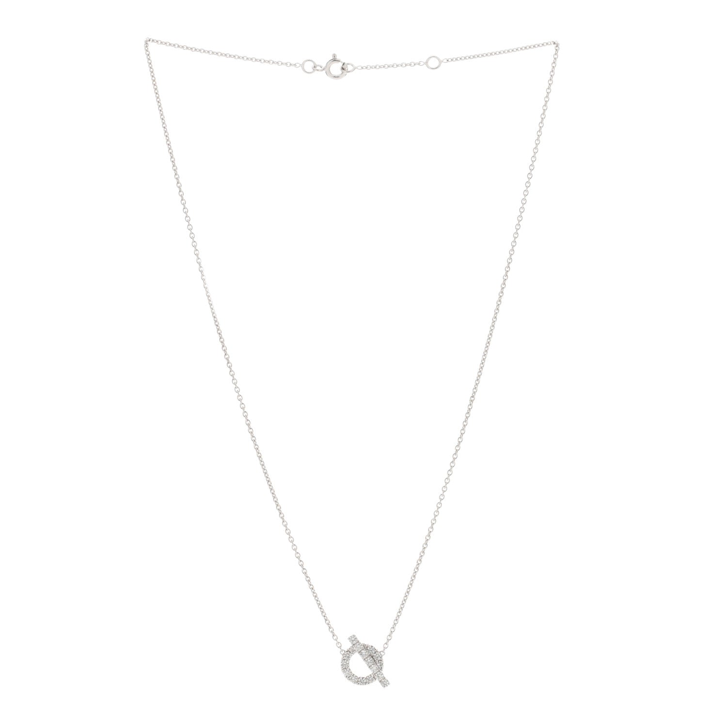 Hermes 18K White Gold Diamond Finesse Pendant Necklace 2 of 4
