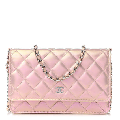 Chanel Iridescent Calfskin Quilted Wallet On Chain WOC Pink 1 of 9